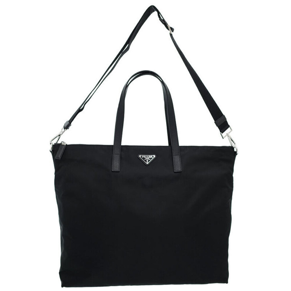 Prada ReNylon Saffiano leather tote bag black